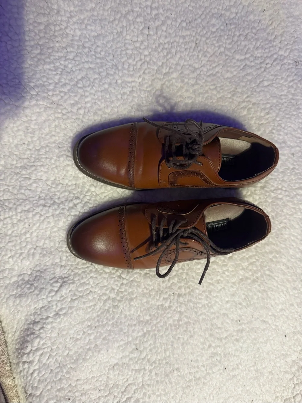 Steve Madden Boys Brown Leather Dress Oxfords